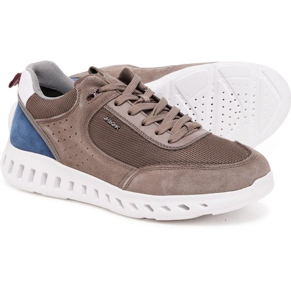 NEW Geox Outstream Sneakers - Leather For Men  Dove Grey 663sn - Picture 1 of 6